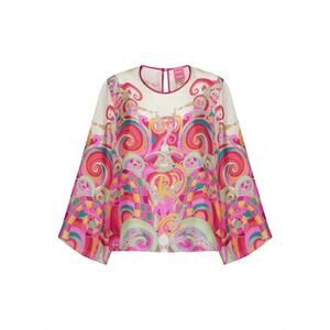 NEW FRANCO FERRARI women's printed silk blouse in pink
